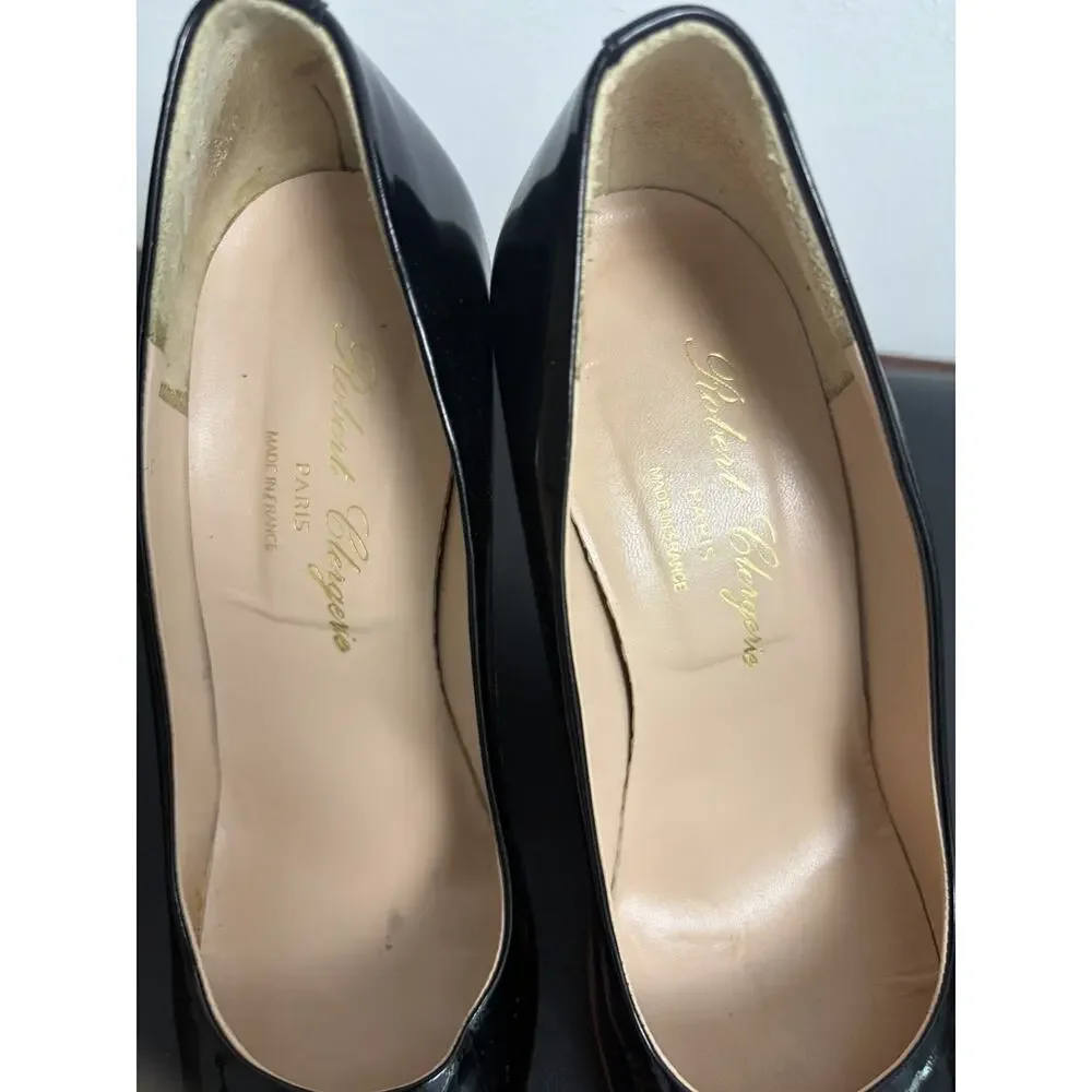 Robert Clergerie Paris Womens 6 B Black Patent Leather Pumps Heels France